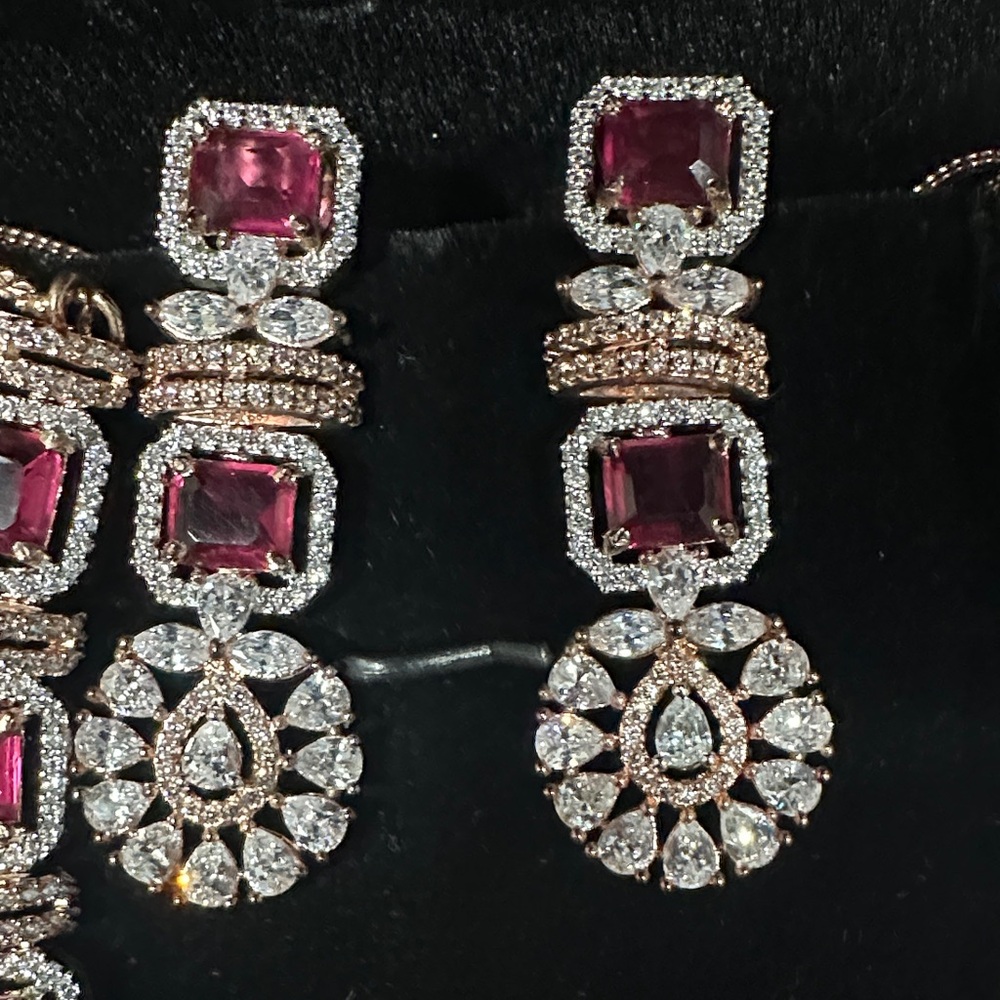 Elegant Ruby And Silver Necklace Set - image 2